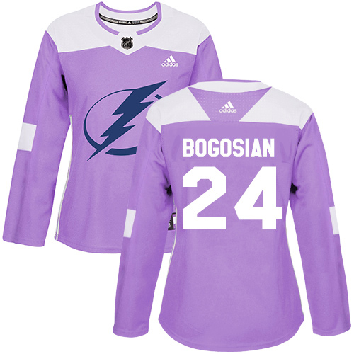 Adidas Tampa Bay Lightning 24 Zach Bogosian Purple Authentic Fights Cancer Women Stitched NHL Jersey